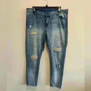 Juicy Couture Skinny Jeans Womens Size 12 Distressed Bling Glitter